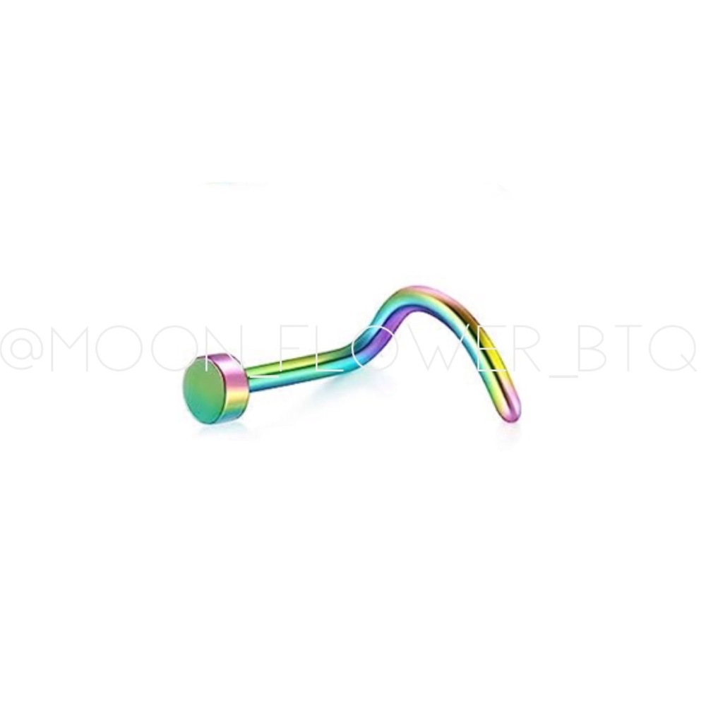 Rainbow Nail Head Hook Nose Ring